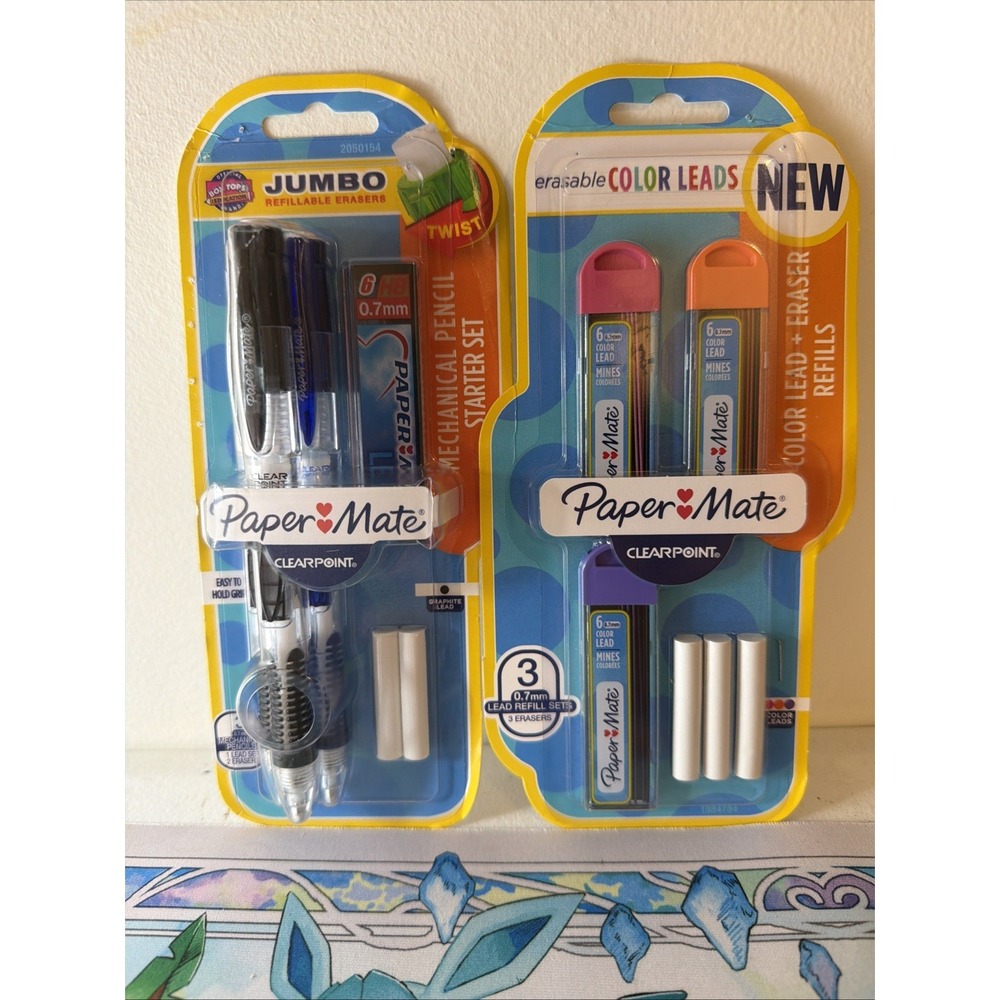 Paper Mate Clearpoint 0.7mm Mechanical Pencils Color Lead & Eraser Refills Set
